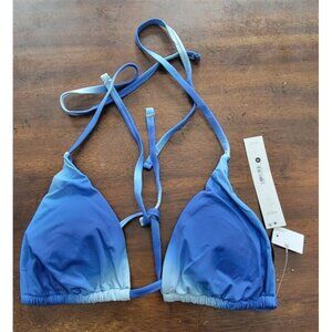 NWT Aqua Swim M Ombre Tie Dye Halter Triangle Bikini Swim Top Blue 123322